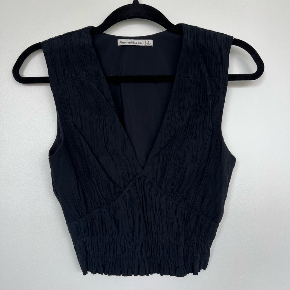 Abercrombie & Fitch Black Ruched Sleeveless Tank Top